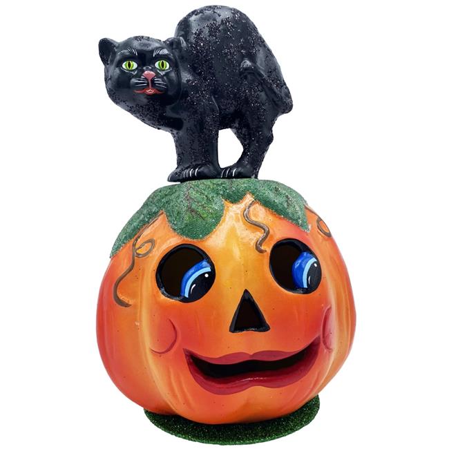 Schaller 441 10.5 x 7 x 7 in. Paper Mache Candy Container Scaredy Cat on Jack...