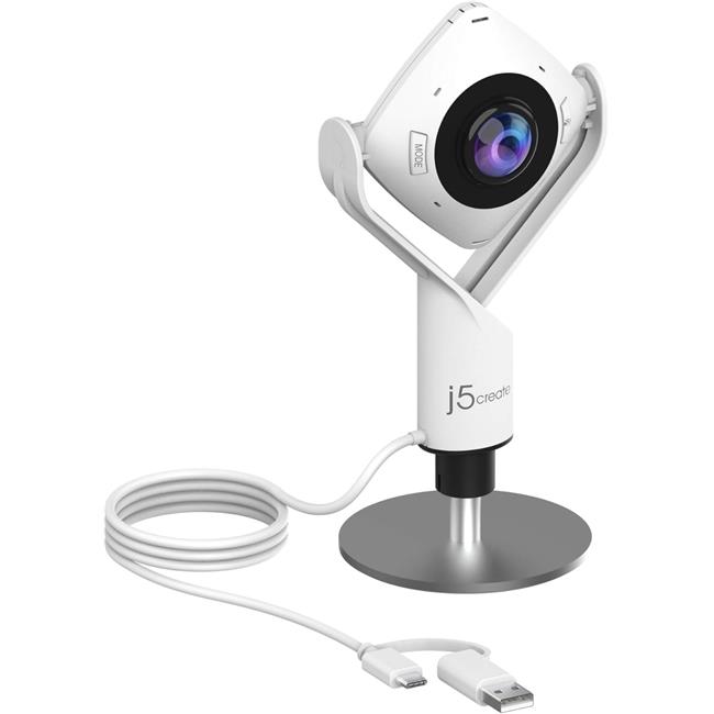 360 Deg All Around USB-C USB2.0 Type-A Webcam with High Fidelity Microphone W...