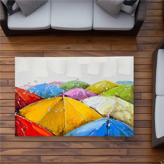 Begin Home Decor C1ROAR35PTXGWN 3 x 5 ft. Colorful Umbrellas Rectangle Area R...