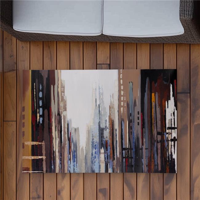 Begin Home Decor C1ROAR234JRF35 2 x 3 in. Abstract Buildings Beige Outdoor Re...