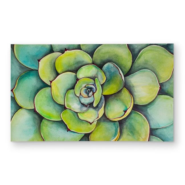 Begin Home Decor C1ROAR35FA5S4G 3 x 5 ft. Watercolor Succulent Plant Rug - Le...