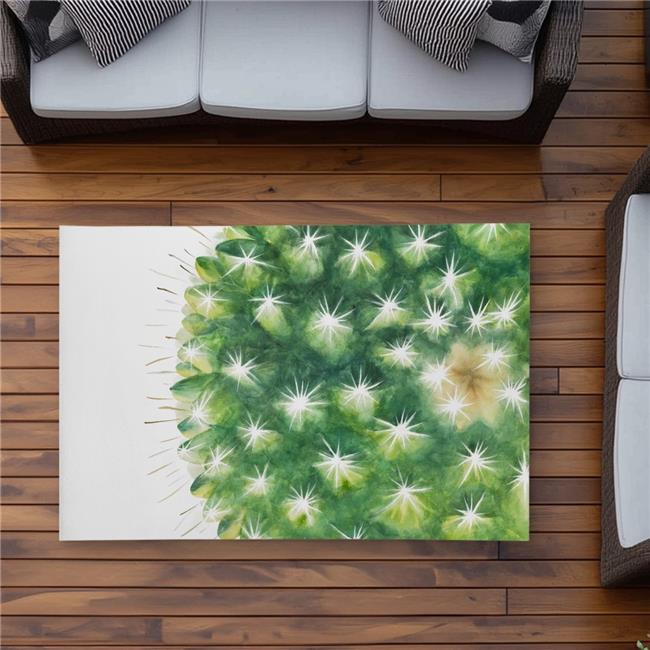 3x5 ft. Watercolor Mini Cactus Rug - Bedroom Botanical Home Decor - Rectangle
