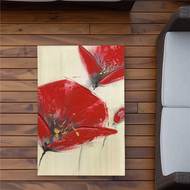 Begin Home Decor C1ROAR23F8XGYS 2 x 3 ft. Three Red Flowers with Texture - Bo...