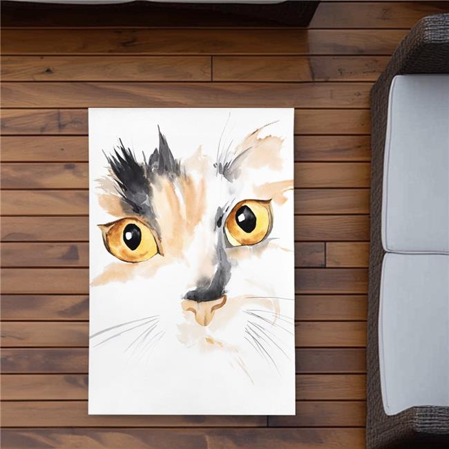 Begin Home Decor C1ROAR232OOW1I 2 x 3 ft. Watercolor Cat Face Closeup Rug - C...