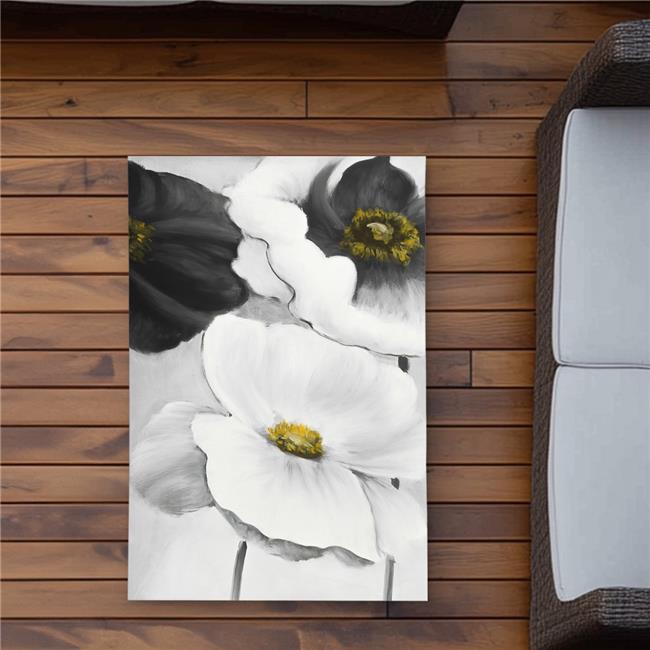 2x3 ft. Assorted White Flowers - Bathroom White Outdoor Area Rug - Rectangle