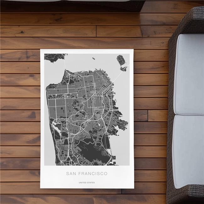 2x3 ft. San Francisco Graphic Map Rug - Shapes Man Cave Decor - Rectangle