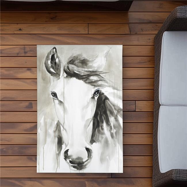 Begin Home Decor C1ROAR23UNYZ6L 2 x 3 ft. Beautiful Abstract Horse - Monochro...