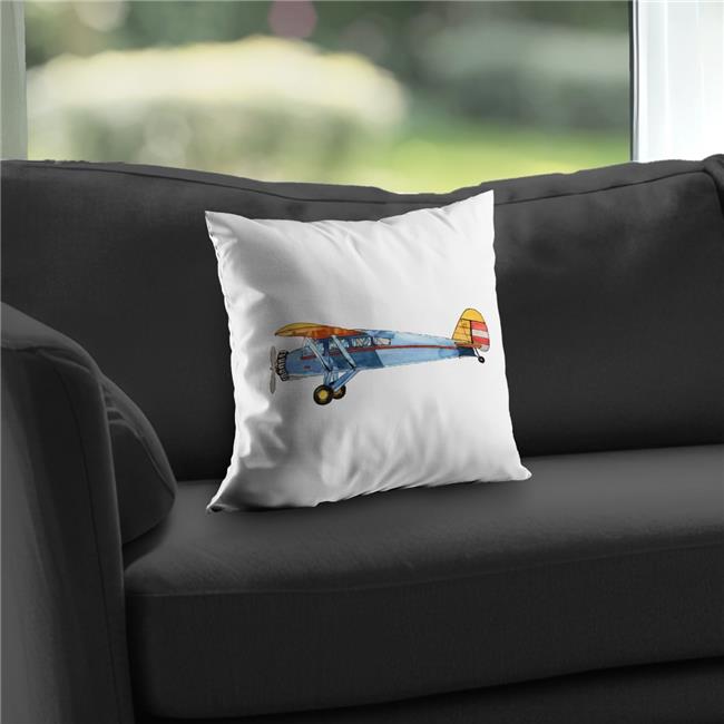 Begin Home Decor C1PC1414UZ6IPY 14 x 14 in. Small Blue Plane Vintage Children...