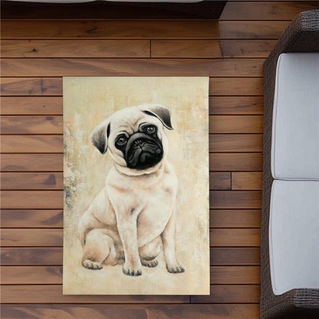 2x3 ft. Small Pug Dog Beige Outdoor Area Rug - Home Decor Essentials - Rectangle