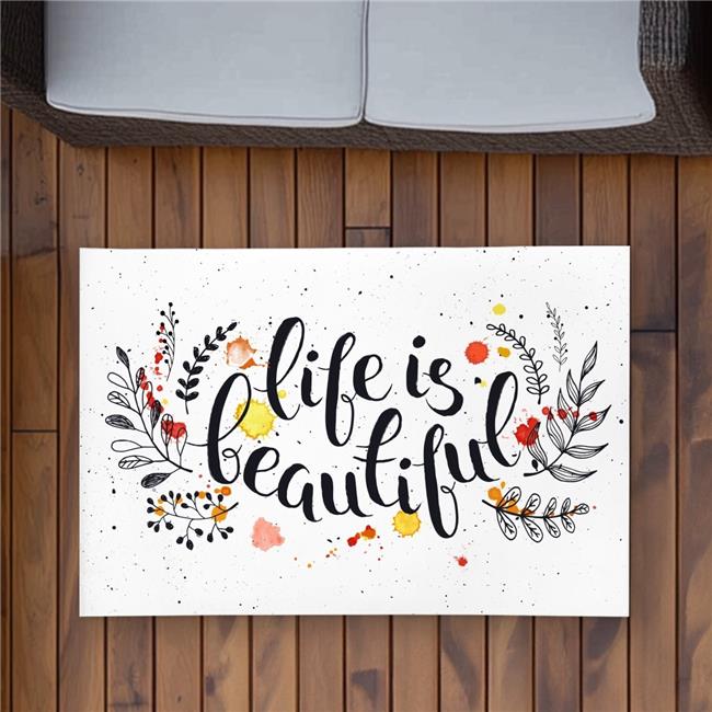 Begin Home Decor C1ROAR23JWABJA 2 x 3 ft. Life is Beautiful - Black Quotes Mo...