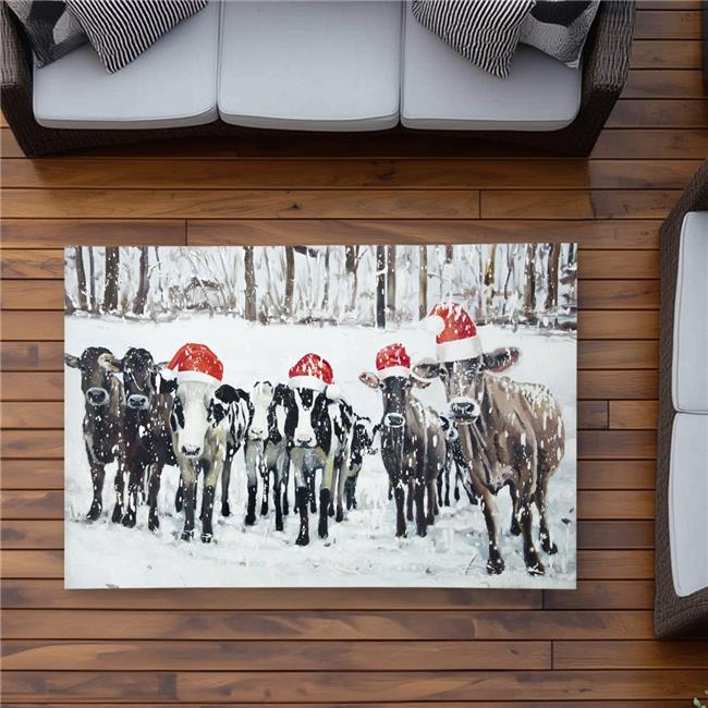 Begin Home Decor C1ROAR35P09XJS 3 x 5 ft. Curious Christmas Cows - Hygge Outd...