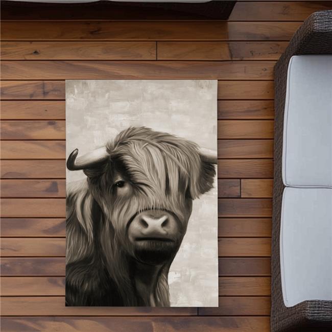 Begin Home Decor C1ROAR23VNCPCZ 2 x 3 ft. Highland Cattle Sepia Outdoor Area ...