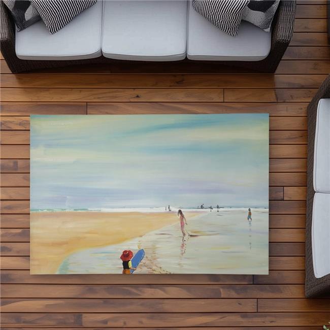 3x5 ft. Children At the Beach - Sea Bathroom Outdoor Area Rug - Decor - Recta...