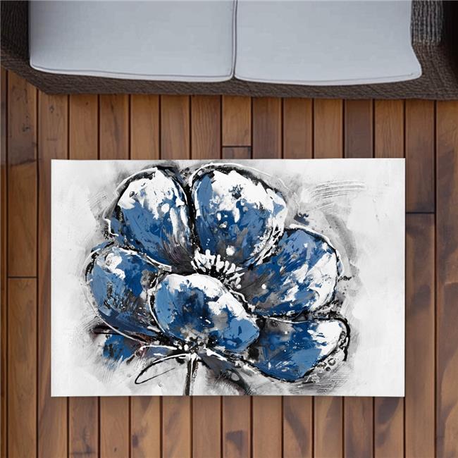 Begin Home Decor C1ROAR23JE8D61 2 x 3 ft. Small Flower Classic Blue Outdoor A...