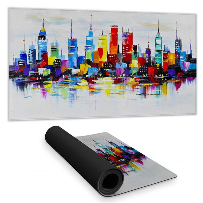 Begin Home Decor C1DM1531WPMV7C 16 x 32 in. Blue Modern Shapes Desk Mat - Abs...