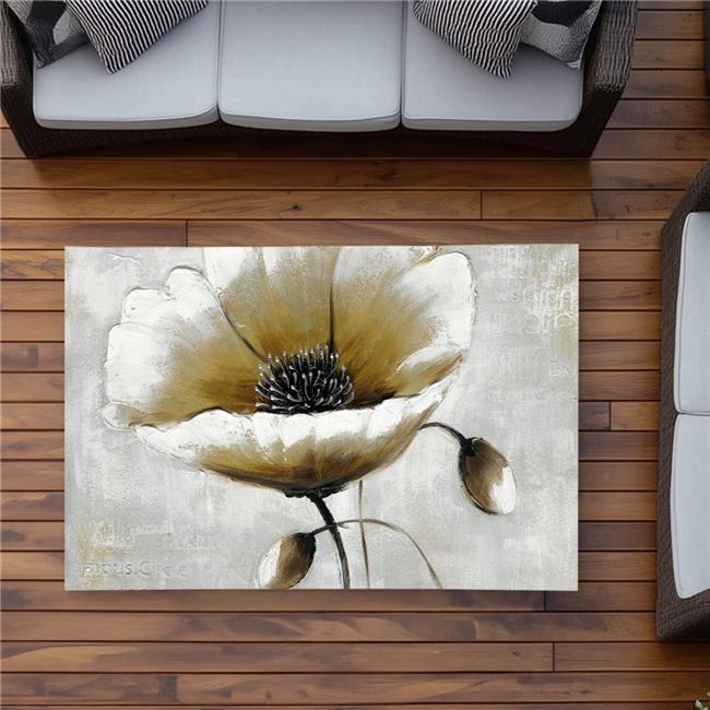 Begin Home Decor C1ROAR35BBTED7 3 x 5 ft. Modern Beige Flower Outdoor Area Ru...