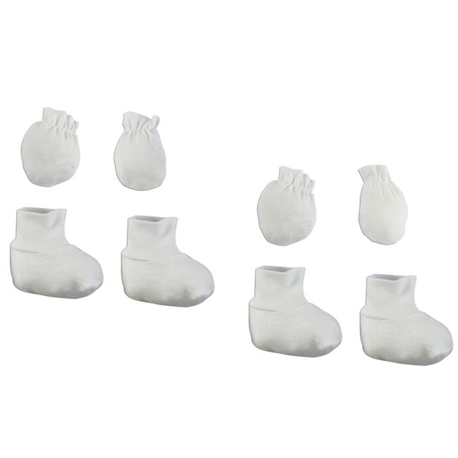 Bambini 110-2-Packs Infant Booties & Mitten Set  White - Pack of 2