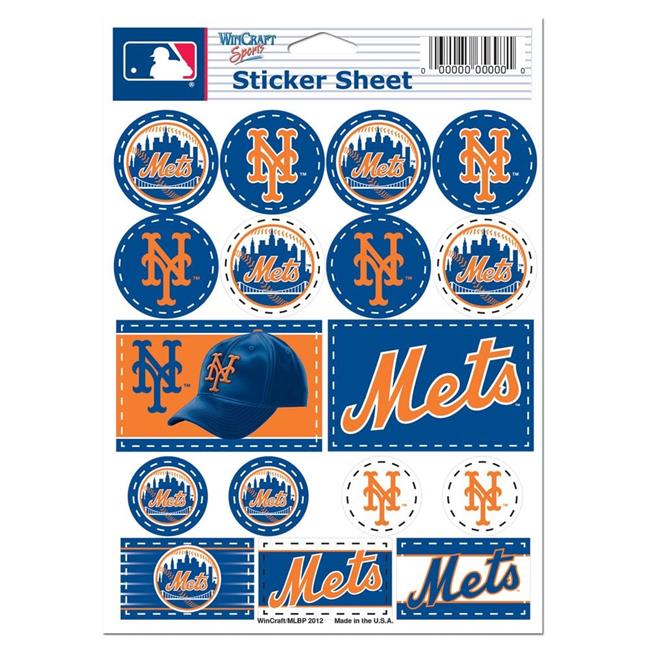 Wraft Fanatics 3208527120 5 x 7 in. Vinyl York Mets Decal Sheet
