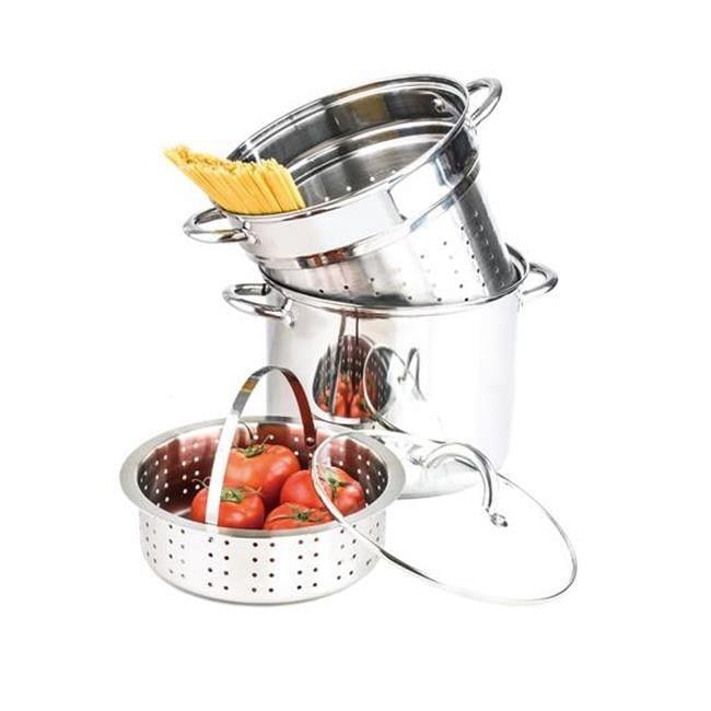 Culinary Edge 3827 8 qt. Classics Stainless Steel Multicooker  Silver - 4 Piece