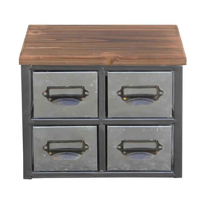 Cheungs 4627 Short Galvanized 4 Drawer Vertical Organizer with Label Scoop Ha...