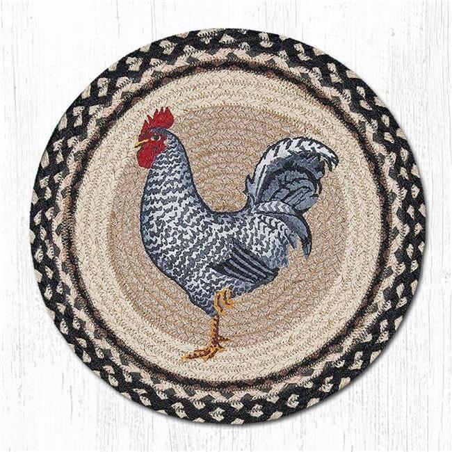 15 in. Rooster Round Printed Placemat Rug