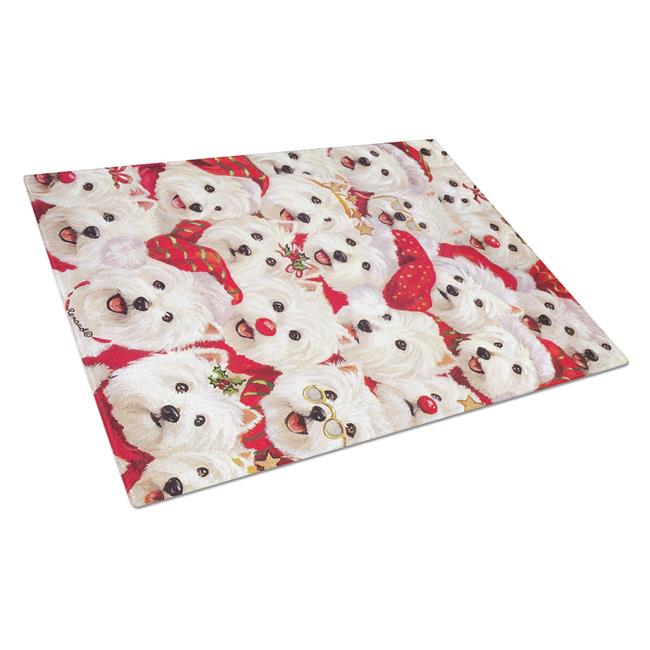 Westie Christmas a Plenty Glass Cutting Board - Large