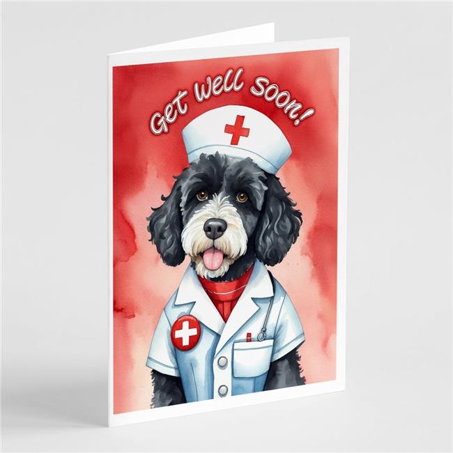 Carolines Treasures DAC8192GCA7P 5 x 7 in. Portuguese Water Dog Get Well Soon...