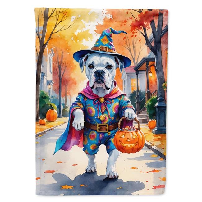 Carolines Treasures DAC8349CHF 40 x 28 in. White Boxer Halloween Trick or Tre...