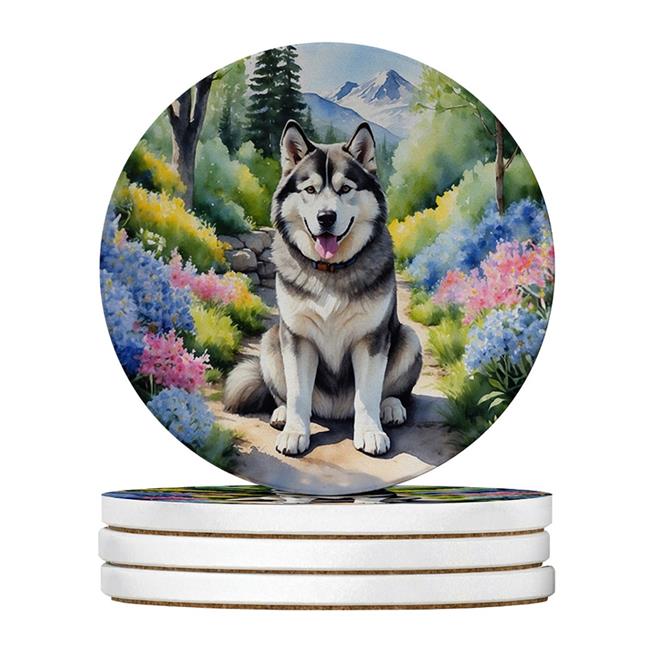 Carolines Treasures DAC6546RCS4 4 x 4 in. Alaskan Malamute Spring Garden Sand...