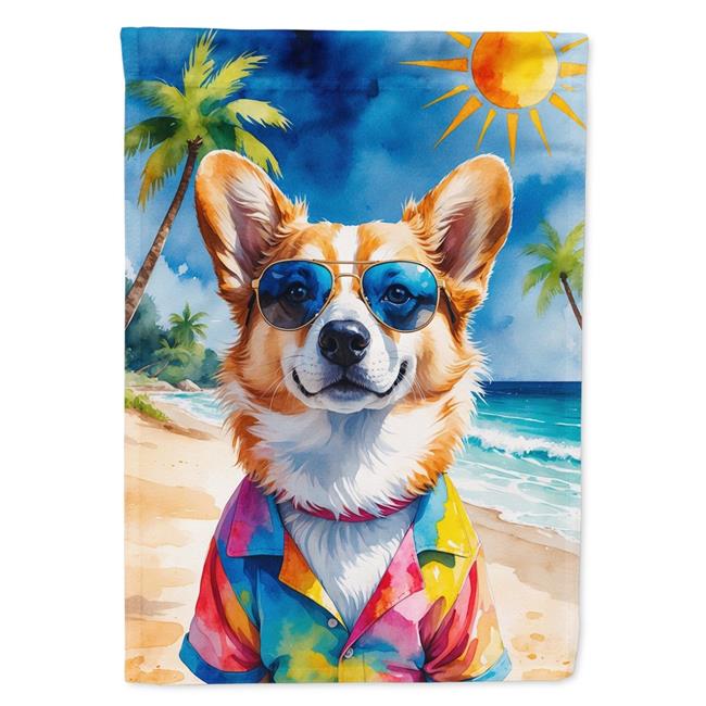 Carolines Treasures DAC8272CHF 40 x 28 in. Corgi Summer Beach Time House Flag