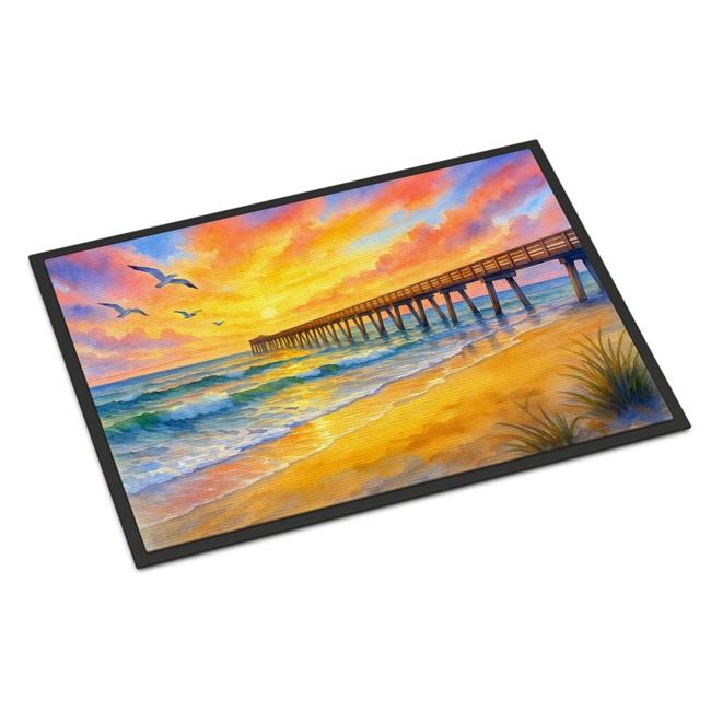 Carolines Treasures DAC8225MAT 18 x 27 in. Beach Pier at Sunrise Doormat