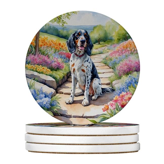 Carolines Treasures DAC6624RCS4 4 x 4 in. English Setter Spring Path Sandston...