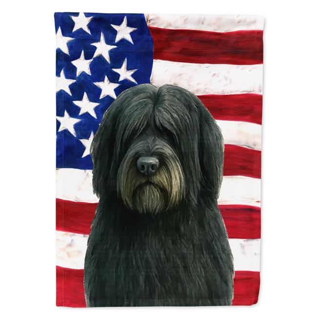 Carolines Treasures WDK6329CHF 40 x 28 in. Black Bearded Collie American Flag...