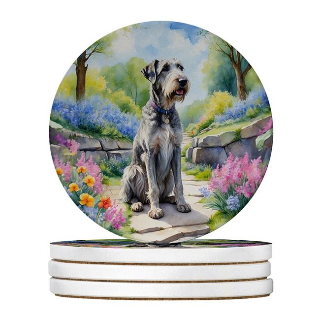Carolines Treasures DAC6651RCS4 4 x 4 in. Irish Wolfhound Spring Path Sandsto...