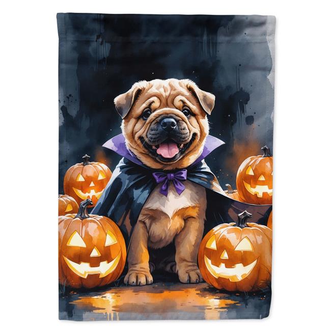 Carolines Treasures DAC8451CHF 40 x 28 in. Shar Pei Puppy Halloween House Flag