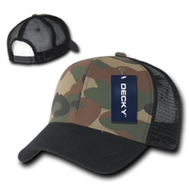 Decky 1054-NTG-BLK Camo Flat Bill Trucker Caps  Nitroglycerin