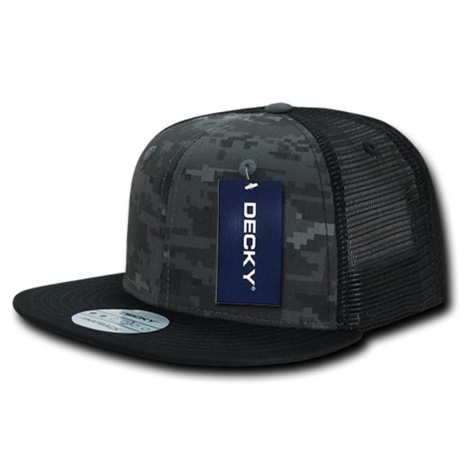 Decky 1055-BNB Camo Flat Bill Trucker  Black & Nitroglycerin Black