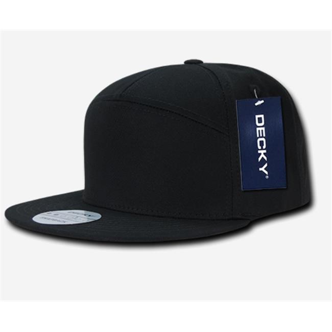 Decky 1098-BLK 7 Panel Cotton Snapbacks - Black