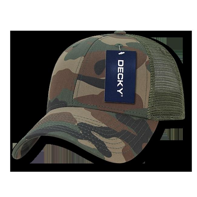 Decky 218-WDL Structured Camo Trucker Caps  Woodland