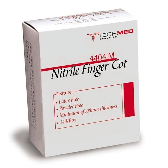 Tech Med 4404S Non-Latex Nitrile Pre Rolled Finger Cot  Small