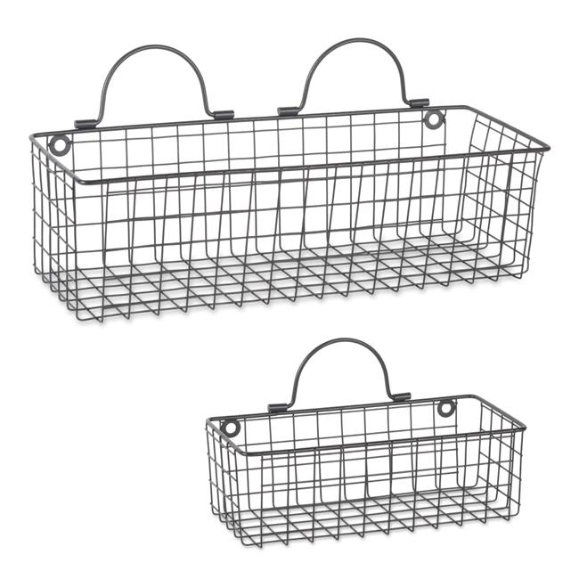 Design Imports Z02018 Assorted Black Wire Wall Basket - Set of 2