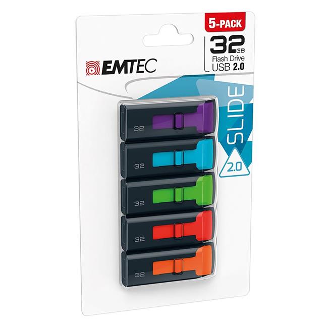 Emtec Flash Drive 32 GB C450 Slide - Pack of 5