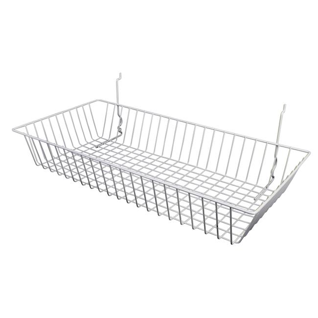 Econoco BSK11-W 24 x 12 x 4 in. Shallow Basket White - Semigloss Pack of 6