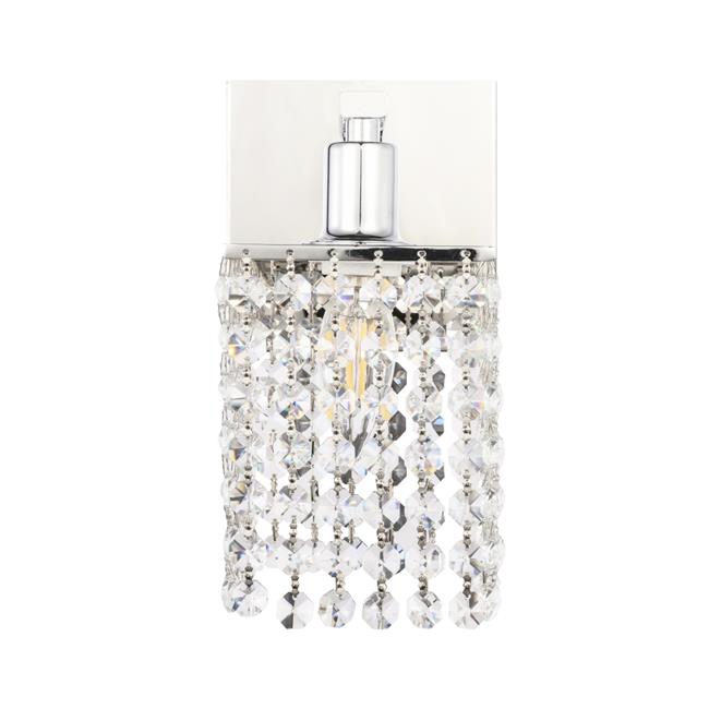 Living District LD7007C Phineas 1 Light Chrome & Clear Crystals Wall Sconce