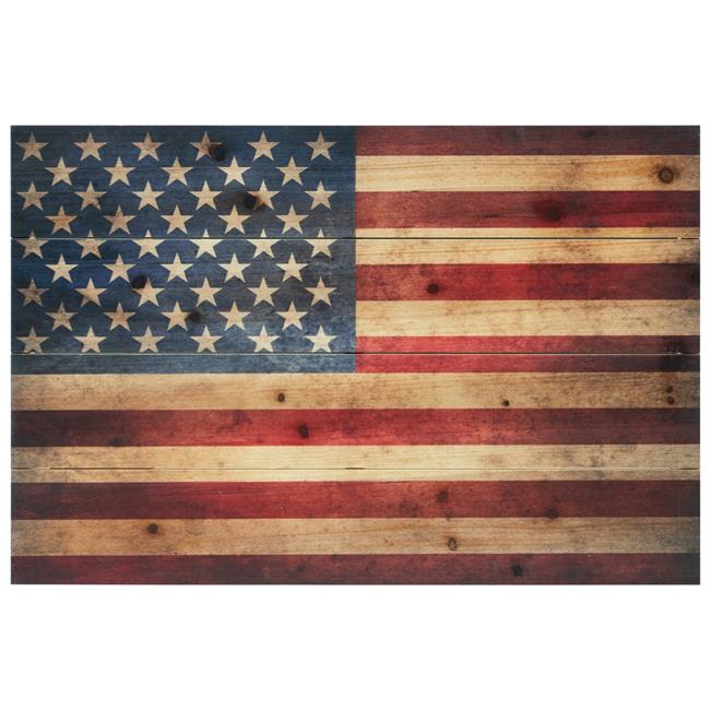16 x 24 Zoll Amerikanische Flagge Digitaldruck auf Massivholz Wandbild - Bild 1 von 1