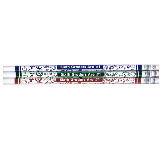 J.R. Moon Pencil JRM7866B-12 Pencils 6th Graders Are Number 1  White - 12 Per...