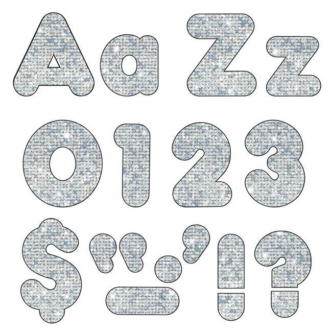 Trend Enterprises T-79943-3 Silver Sparkle 4 in. Casual Combo Ready Letters -...