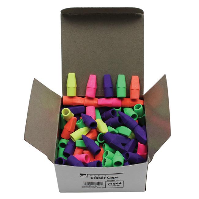 Charles Leonard CHL71544-6 Economy Eraser Caps  Assorted Color - Box of 6
