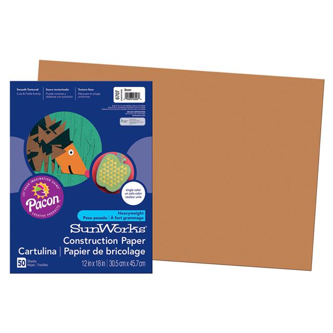 Pacon PAC6707-5 12 x 18 in. Construction Paper Brown - Pack of 5