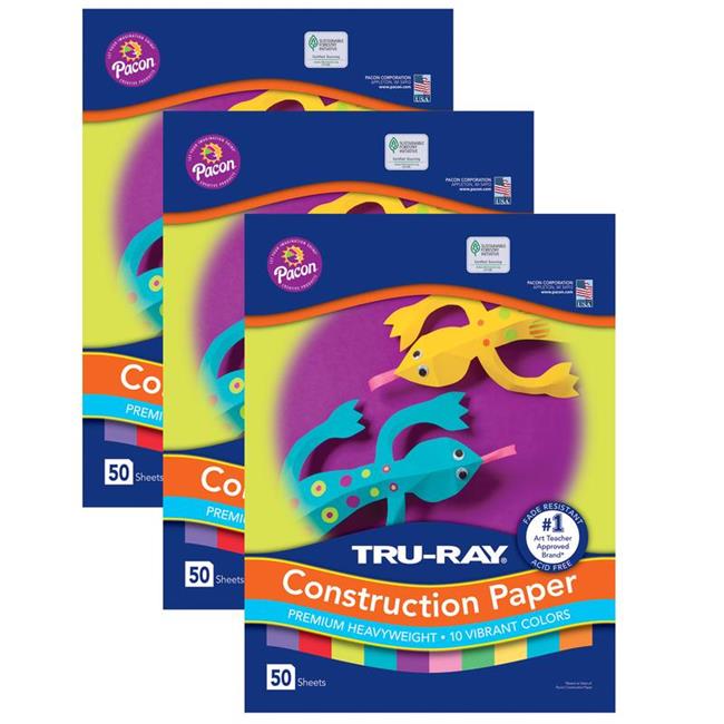 Dixon Ticonderoga PAC102941-3 Constructn Paper 10 Vibrant Colors - 50 Sheets ...